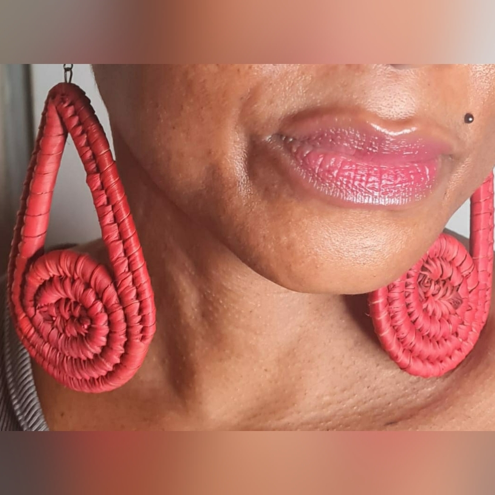 Vibrant Purple Or Red Spiral Earrings